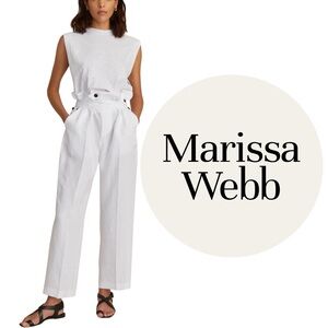 Marissa Webb ARTIE LINEN WIDE LEG WRAP TROUSER PANT IN LINEN WHITE SIZE 6